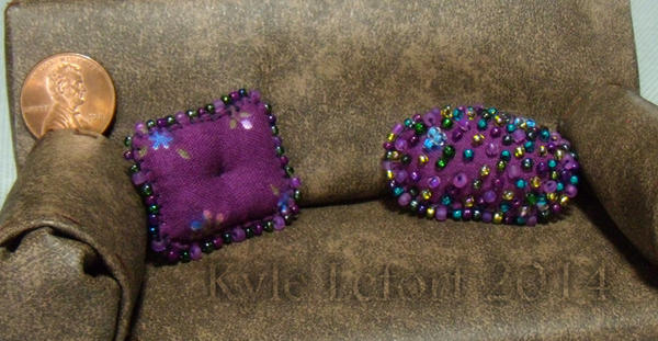 Mini Purple Beaded Pillows