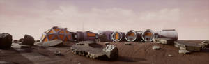 Space Mars Colony Scene 3