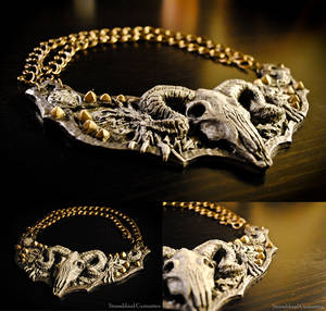 Ram Skull Fantasy Armor Sculpted Neck Piece