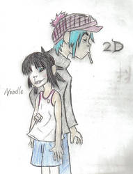 Gorillaz-2-D and Noodle