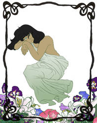 Sarin With Lilies, Pansies, And Morning Glories
