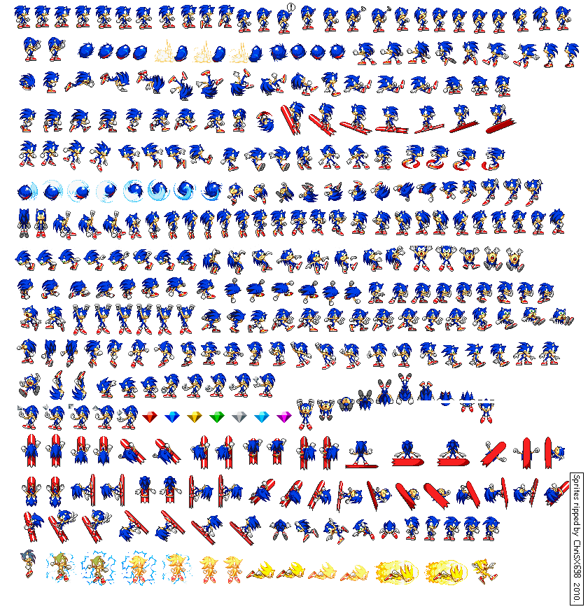 Sonic Advance 1 Sprite Sheet - 522x998 PNG Download - PNGkit