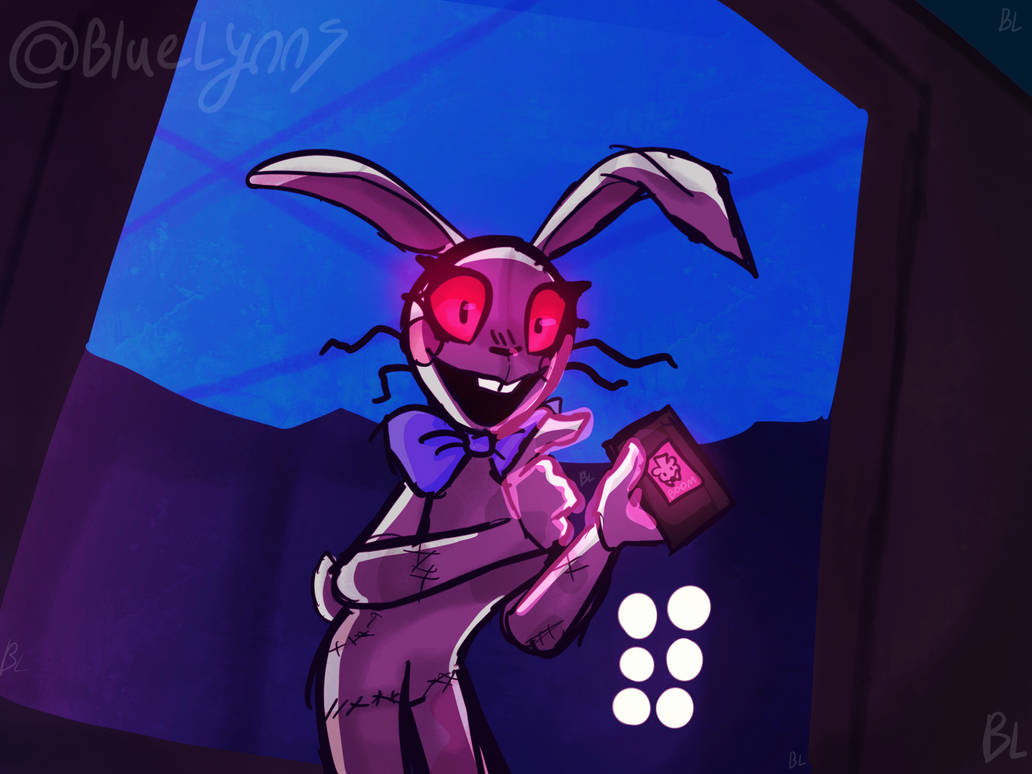 Whoa evil bunny gorwl|Fnaf screen shot redraw by BlueLynns on DeviantArt
