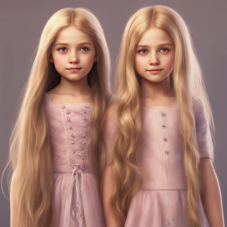 Kids twins long hair rapunzelized