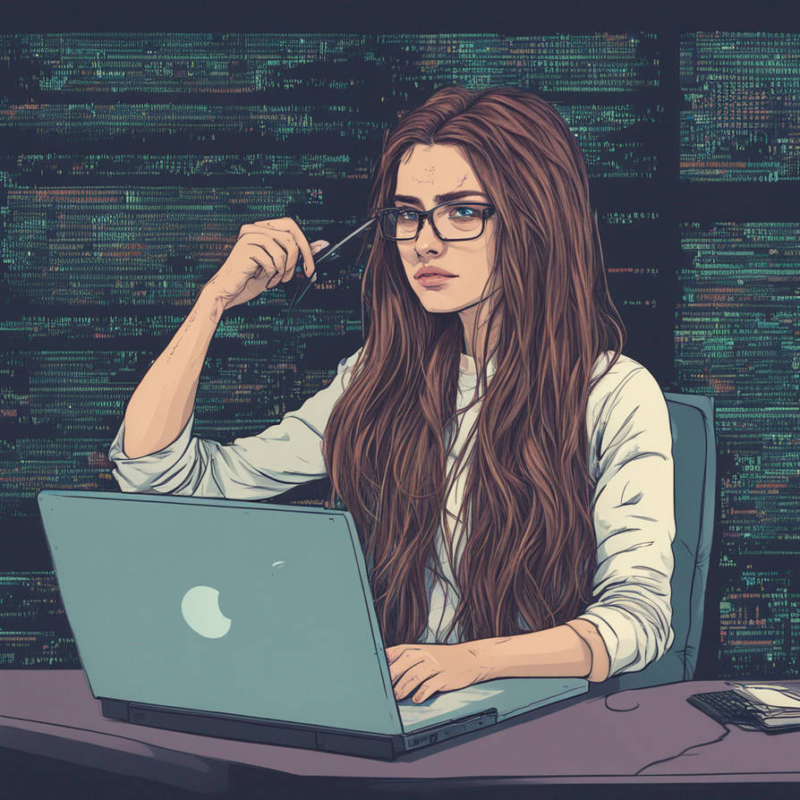 Programmer Coding , Long Hair Rapunzeled And On He by ...