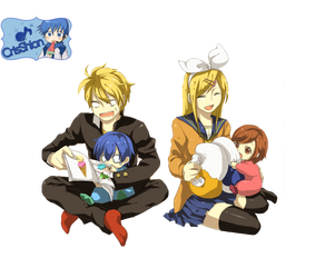 Len ,Kaito and Rin , Meiko