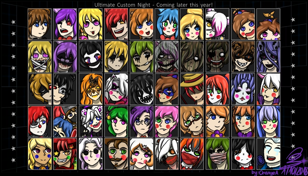 Full FNIA Ultimate Custom Night ROSTER  FNaF UCN by Mairusu-Paua on  DeviantArt