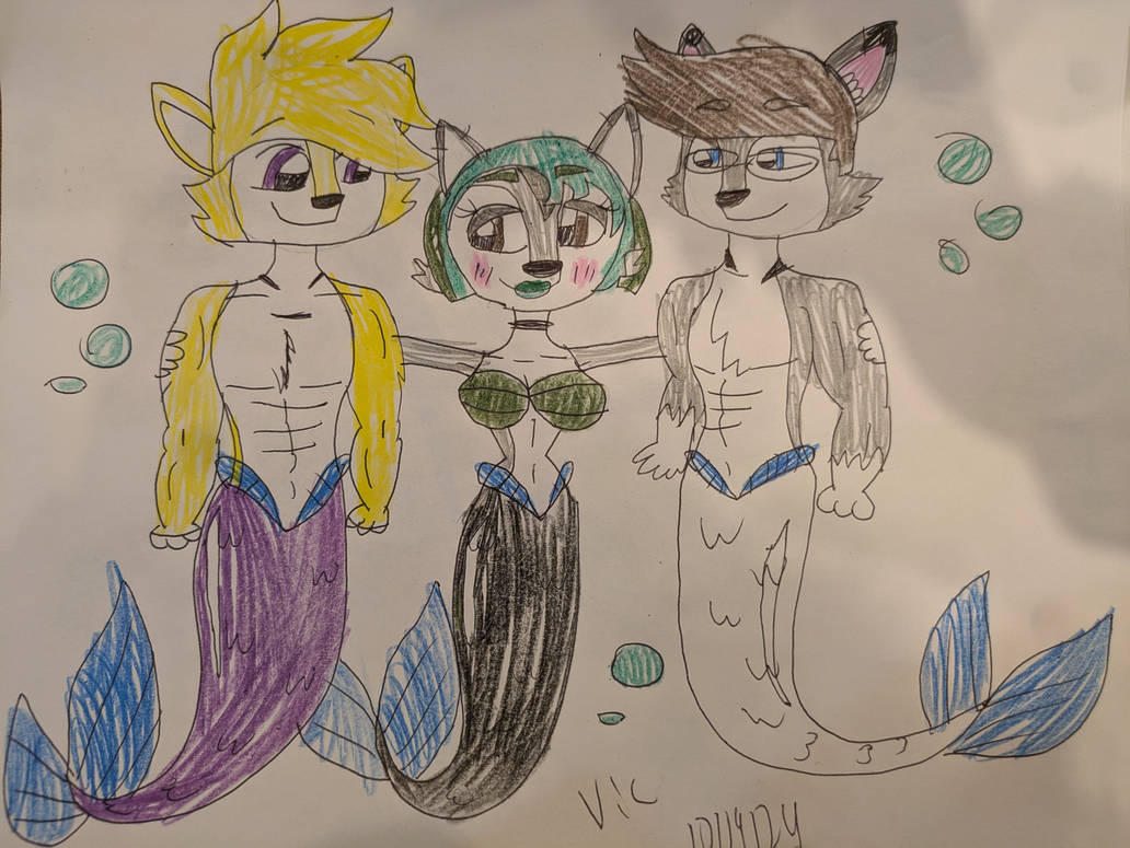 Merwolf Merwolf Gwen with PL merwolves Wylan B and Doan by Victheanimaldrawer ...