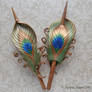 Peacock Feather Hair Slides