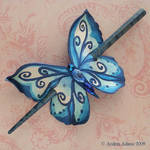 Blue butterfly hair slide by Beadmask