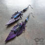 Purple Leather Earrings With Indigo Aura Quartz