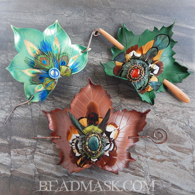 Ornate Leather Hair Slides