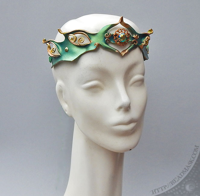 Shimmering Green Leather Circlet