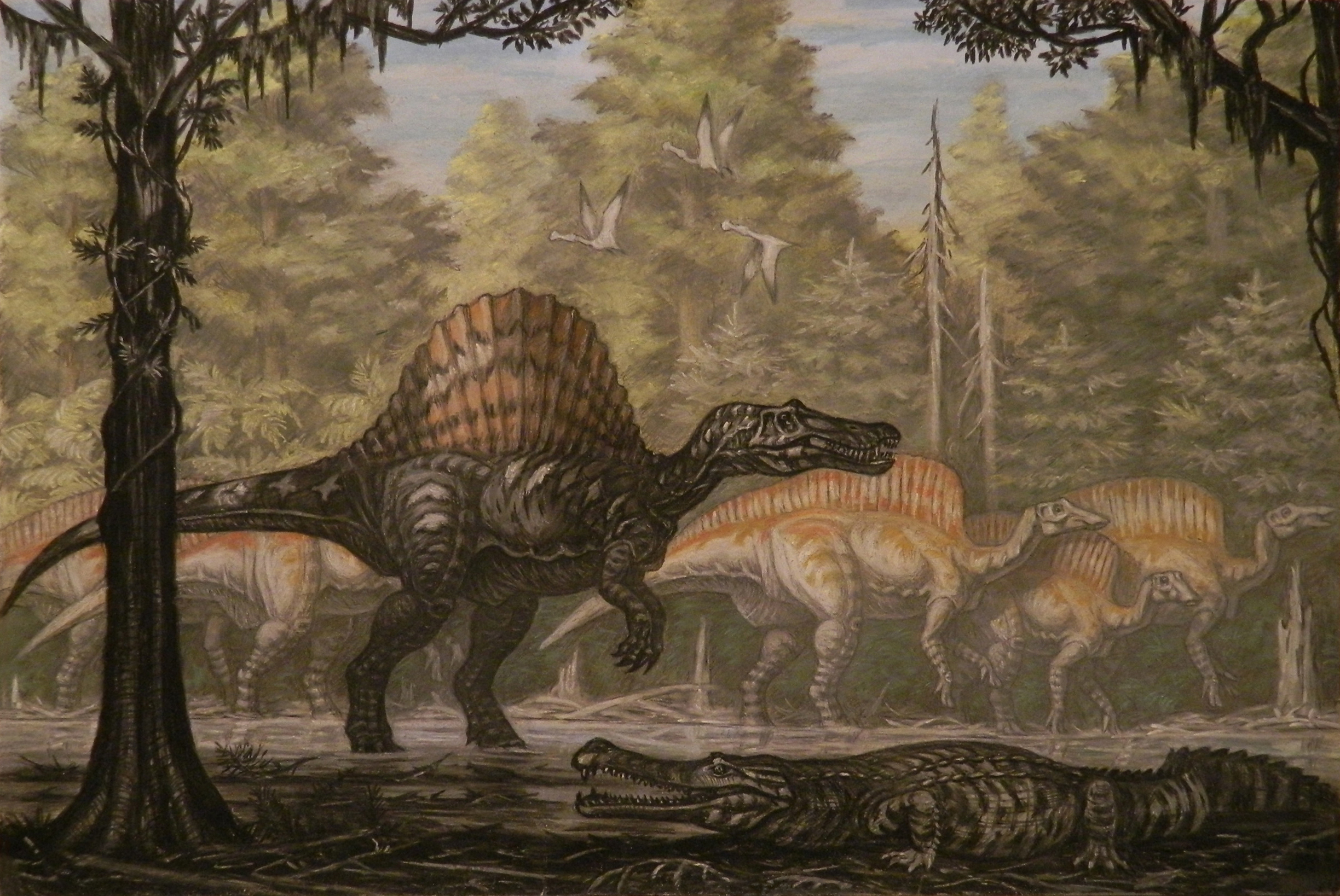 Rei dinossauro Parasaurolophus Ouranosaurus Spinosaurus