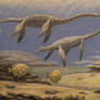 Fish Dapedium,  Plesiosaurus dolichodeirus