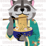 Raccoon Eating Ramen