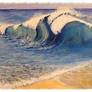 Trial painting of waves on beach