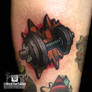 Full color Neo Traditional Dumbell Tattoo, Workout