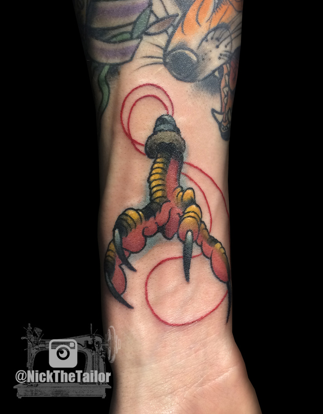 Full Color, Custom Eagle Claw Wrist Tattoo! by NickTheTailorTattoo on