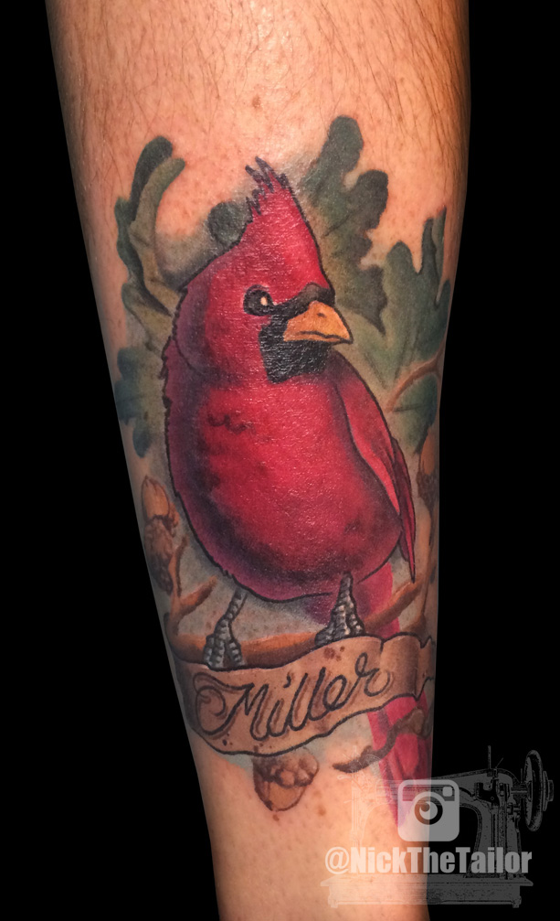 Cardinal Tattoo Miller Bird Wrist Piece By Nickthetailortattoo.