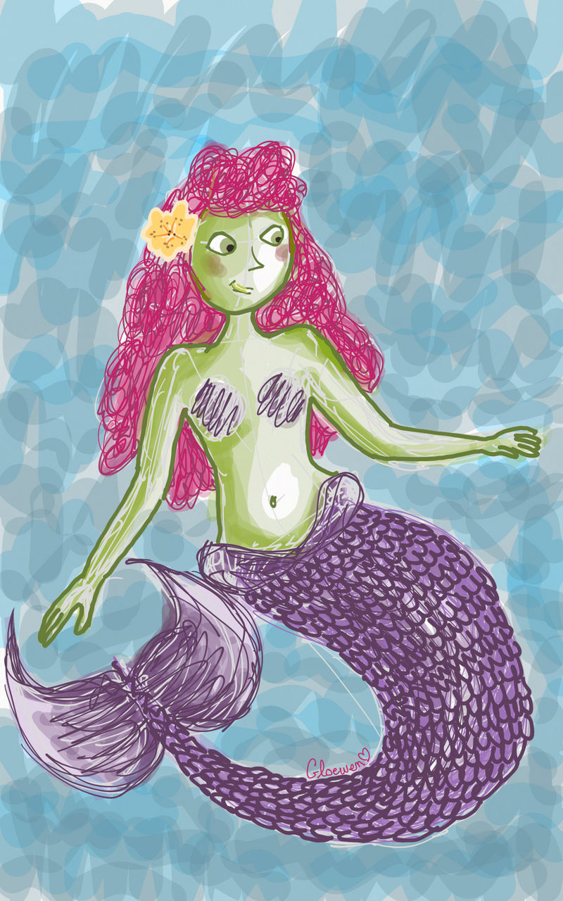 Green and purple mermaid