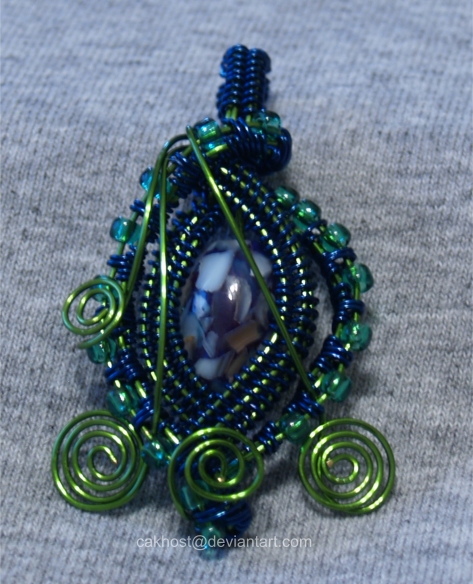 Green Wire Wrapped Pendant