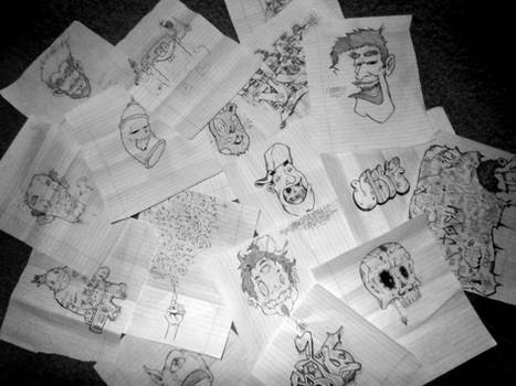 pile of sketches