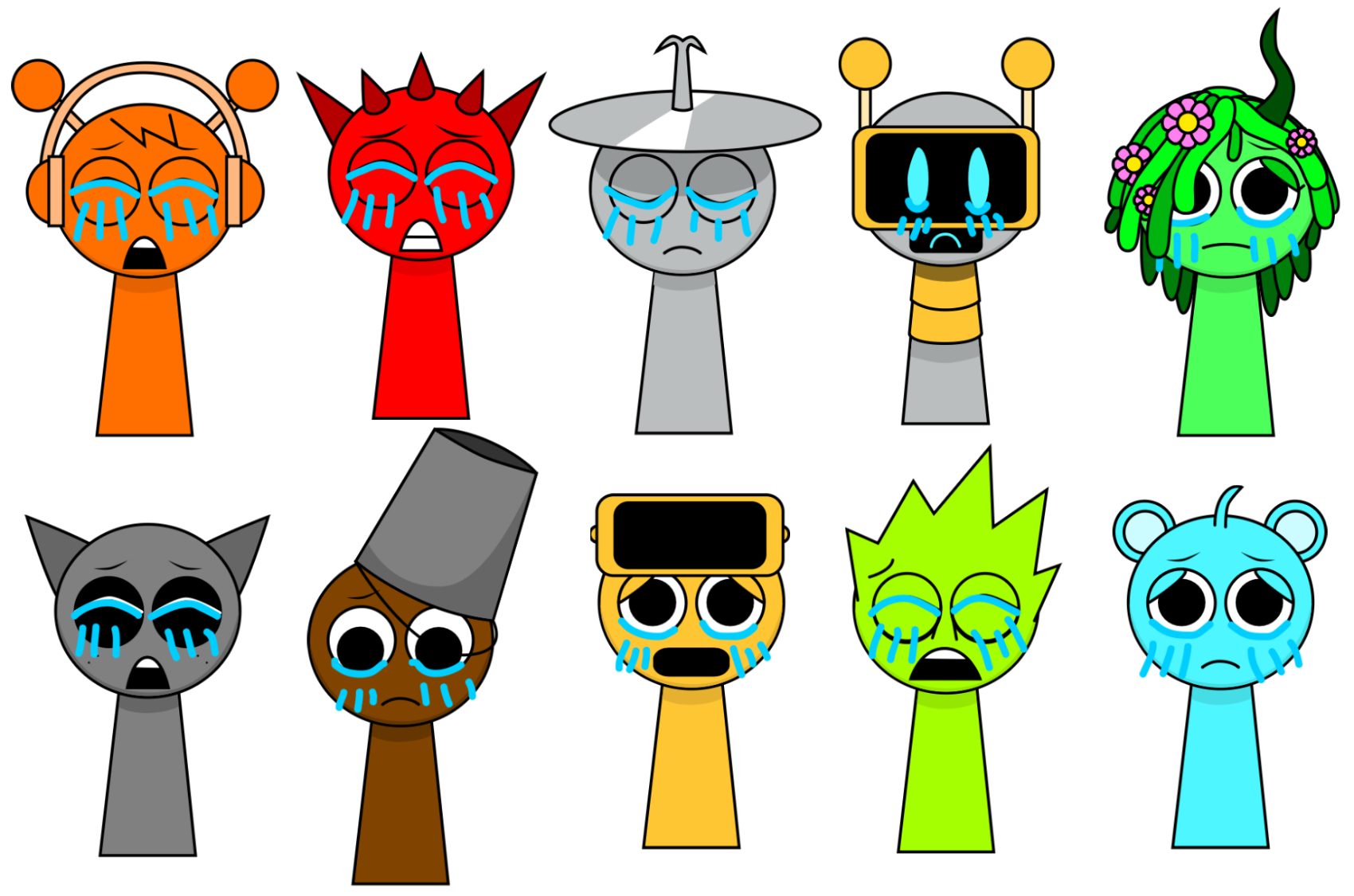 10 Sprunki Characters Crying by AussieLilyReturns on DeviantArt
