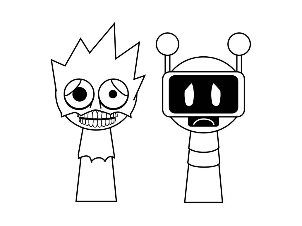 Sad Horror OWAKCX and Fun Bot colouring by AussieLilyReturns on DeviantArt