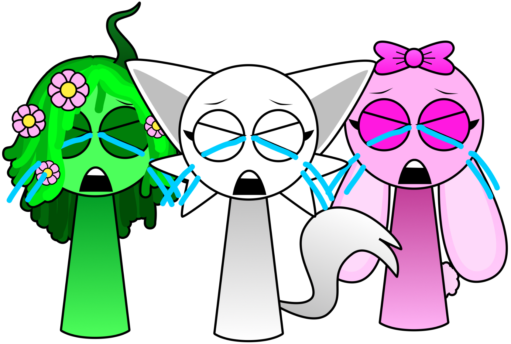 3 Swapped Alive Sprunki Girls bawling by AussieLilyReturns on DeviantArt