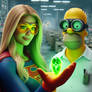 Supergirl and Homer look at uranium 2