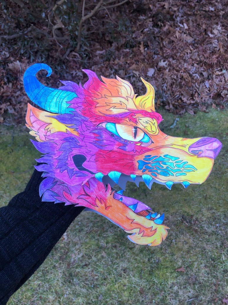 Completed Rainbow Dragon Puppet by MissWillowArt on DeviantArt
