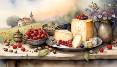 Still Life 150 - Cheese, Berries, Nuts