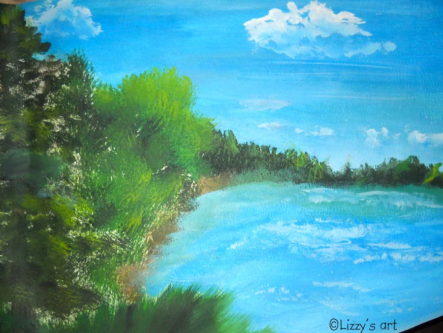 Acrylic painting water landscape