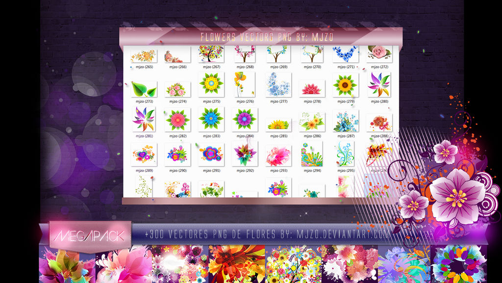Megapack flowers vectors PNG/ Vectores de flores. by Mjzo