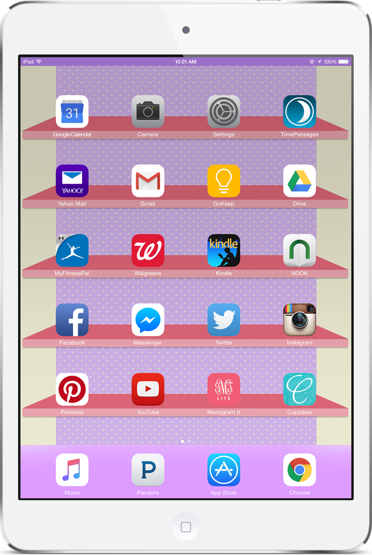 Hình nền giá kệ pastel trên iPad mini đầy màu sắc