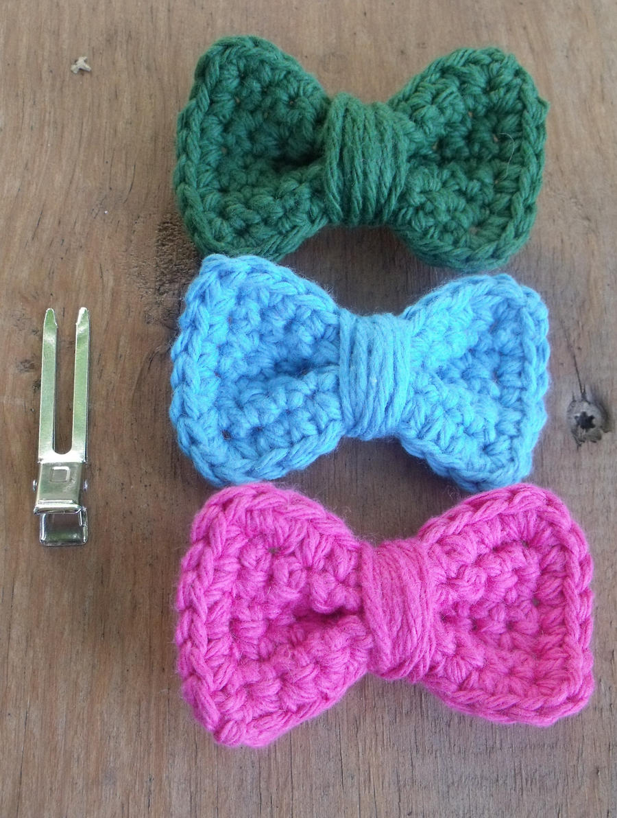 Crochet Bow Hair Clips