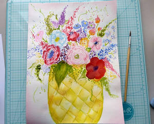 Blossoming Pineapple (watercolor)