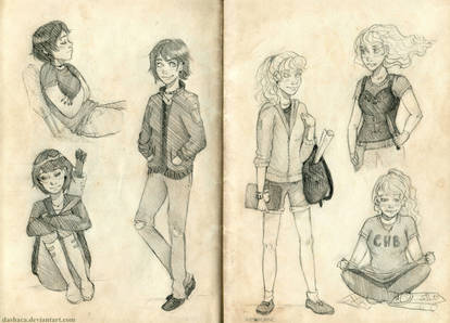 Thalia and Annabeth sketches