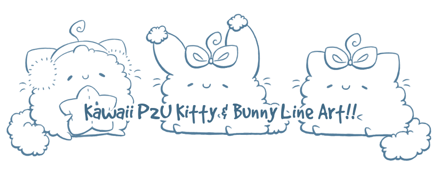 P2U Fluffy Kitty and Bunny Lineart