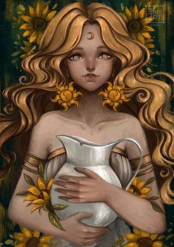 Portrait with sunflowers
