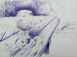 Ballpoint pen drawing wineglass