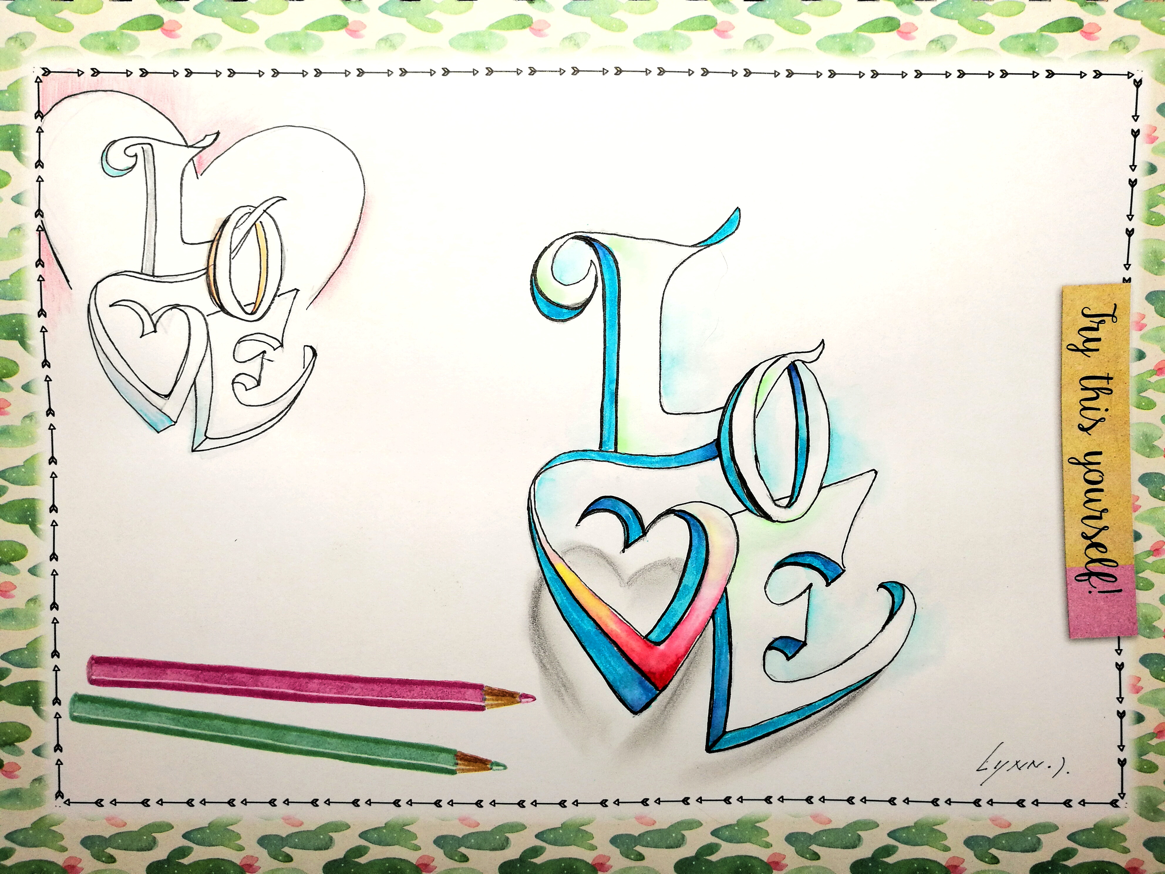 Valentine Love Drawing 3d Letters By Lineke Lijn On Deviantart