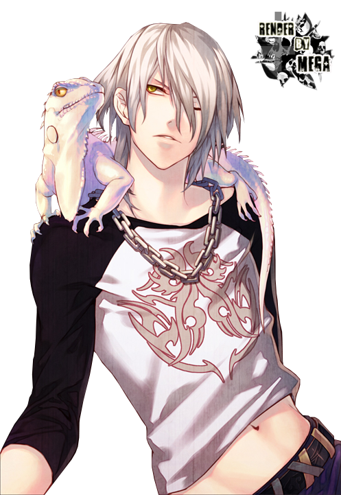 Long white haired anime boy