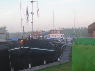 Cargo ship in the harbour of Workum