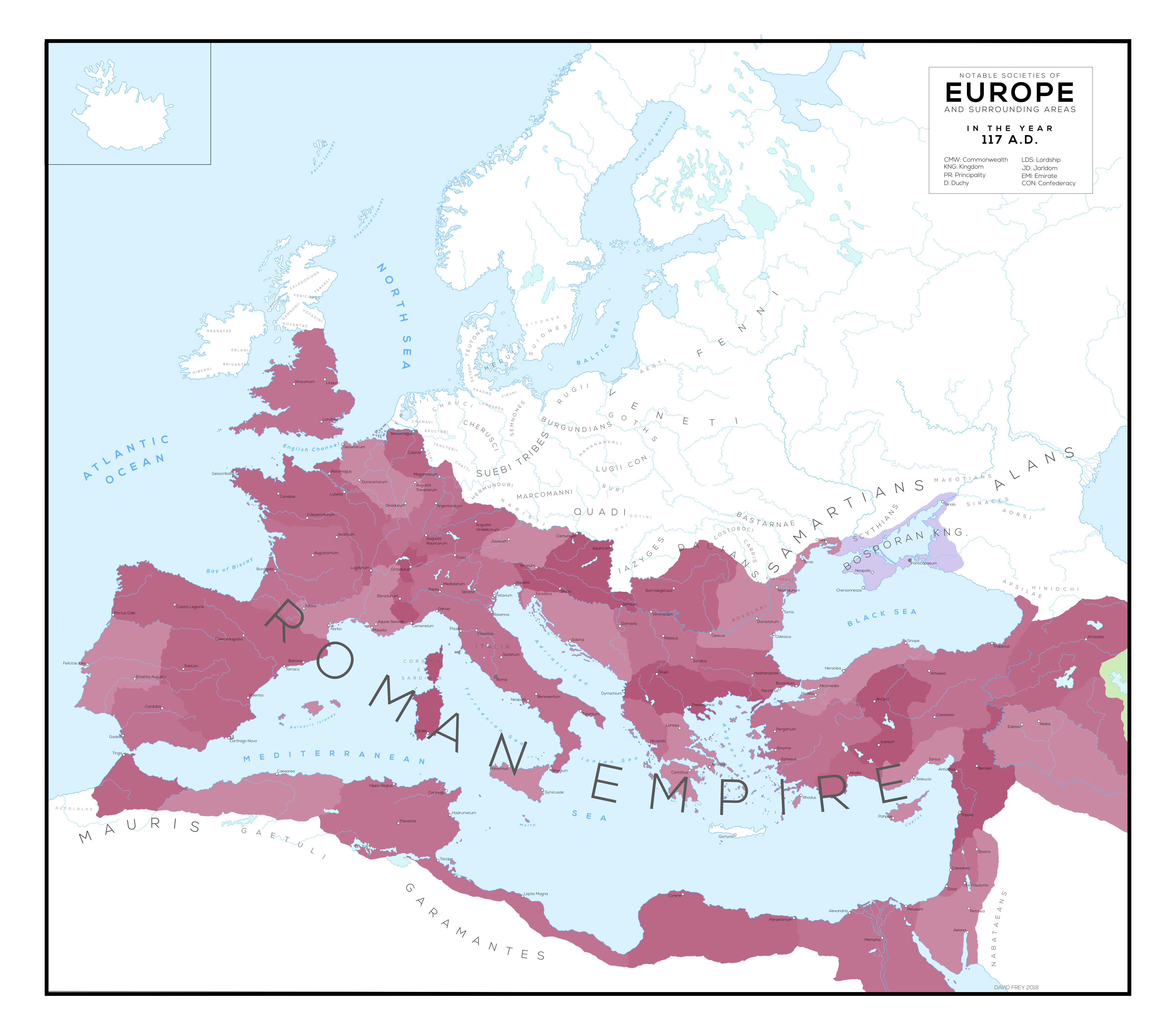 Europe in 113 A.D. [Provincial Map]