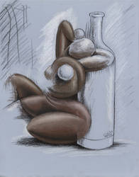 Cubist Figure with a bottle