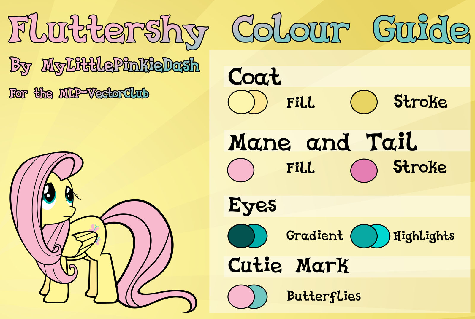 Fluttershy Colour Guide - UPDATED