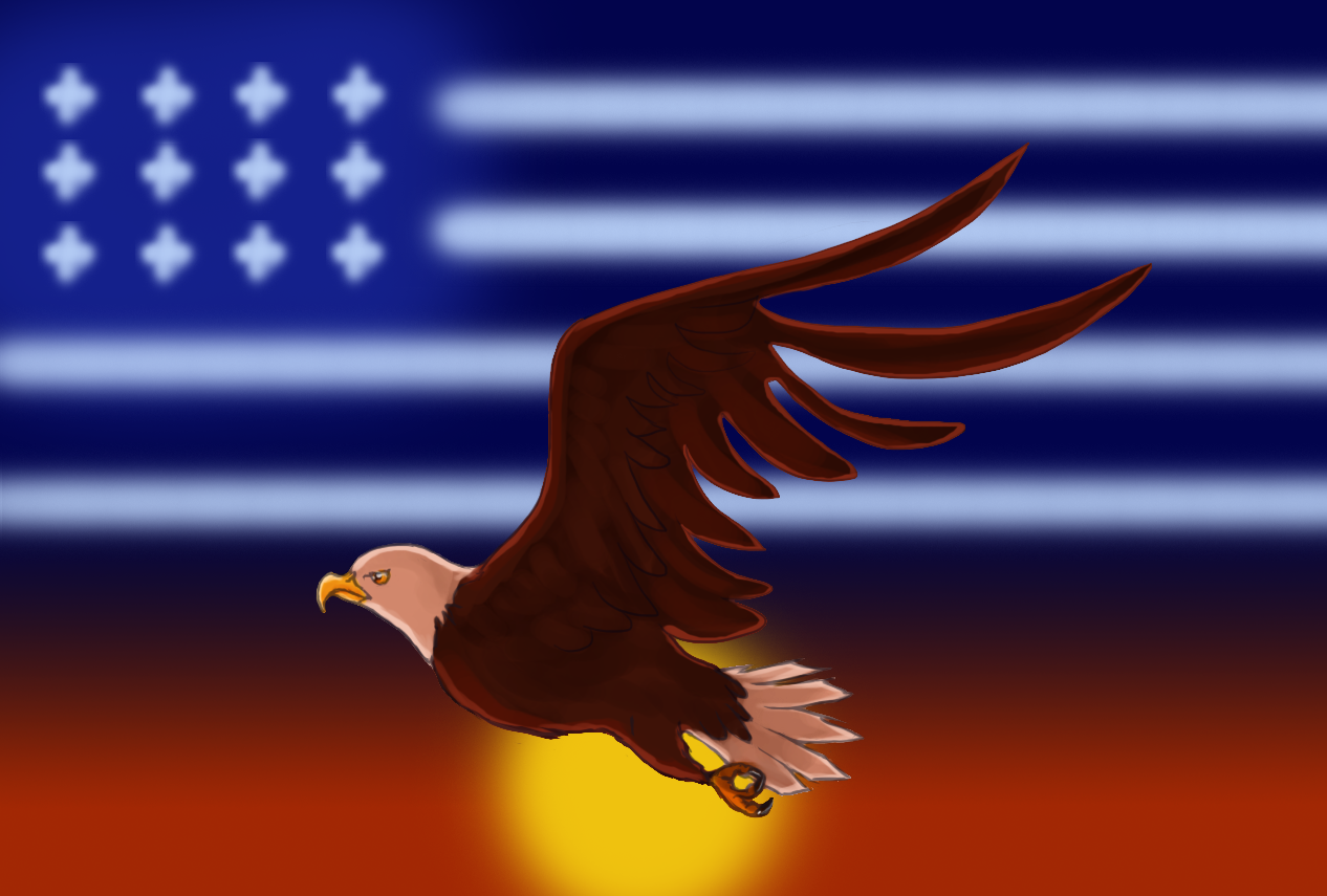Eagle flag and sun