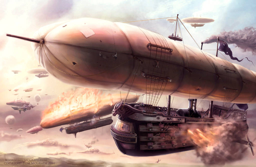 The Airship Battle by SpikedMcGrath